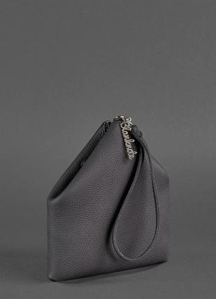 Женская маленькая кожаная сумка косметичка через плечо или на руку из натуральной кожи черная4 фото