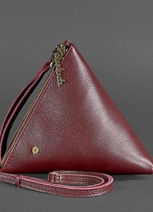 Женская маленькая кожаная сумка косметичка через плечо или на руку из натуральной кожи бордовая