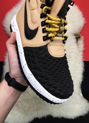 Кросівки 👑 nike lunar force 1 duckboot 17 beige black (термо)❄️