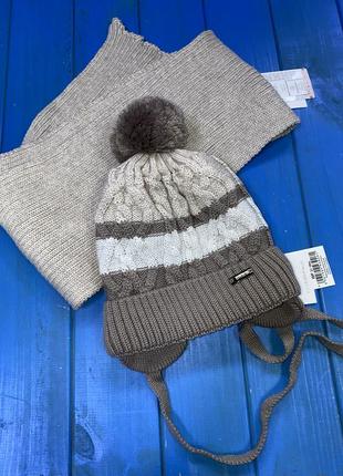 Зимний набор шапка и шарф для малыша изофт 46/48 размер