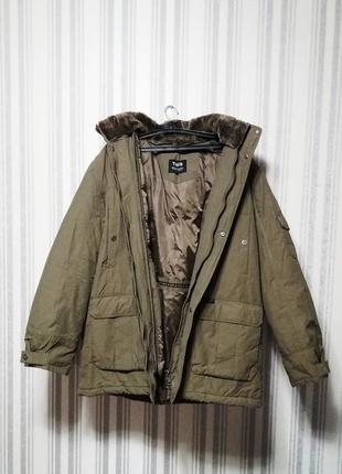 Куртка с пуховой подстёжкой, очень тёплый пуховик защитного цвета (осень/зима)1 фото