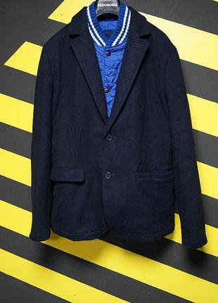 Вовняний піджак пальто з вшитою жилеткою