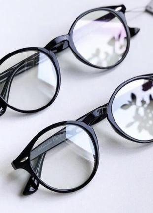 Комп‘ютерні захисні окуляри антиблік блублокер для пк, іміджеві прозорі круглі окуляри для роботи за комп‘ютером та телефоном4 фото
