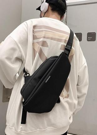 Мужская сумка бананка через плечо мужской нагрудный однолямочный рюкзак слинг haoshuai2 фото