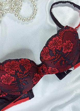 70b / 32b невероятный кружевной бюстгальтер балконет с пуш ап red &amp; black