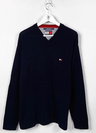 Винтажный шерстяной светер tommy hilfiger з нашитым патчем