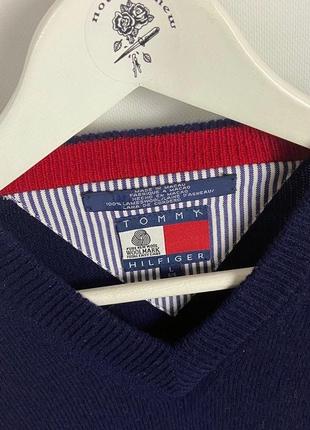 Винтажный шерстяной светер tommy hilfiger з нашитым патчем5 фото