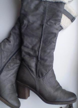 Женские кожаные сапоги зима