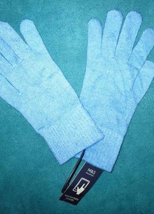 Голубые перчатки тачскрин, сенсорные marks& spencer. one size, один размер.