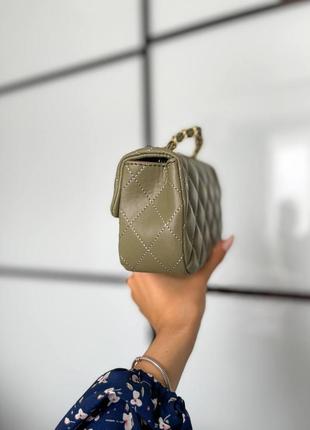 Женская маленькая  оливковая сумка с цепочкой через плечо 🆕 стильная сумка3 фото