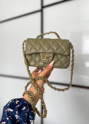 Женская маленькая  оливковая сумка с цепочкой через плечо 🆕 стильная сумка5 фото