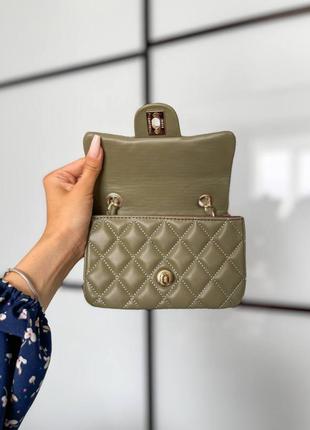 Женская маленькая  оливковая сумка с цепочкой через плечо 🆕 стильная сумка4 фото