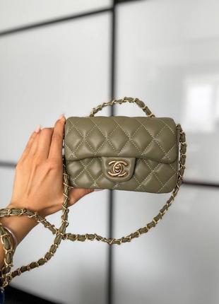 Женская маленькая  оливковая сумка с цепочкой через плечо 🆕 стильная сумка1 фото