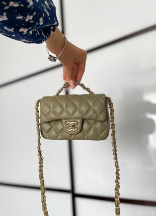Женская маленькая  оливковая сумка с цепочкой через плечо 🆕 стильная сумка6 фото