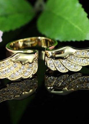 Кольцо angel wing gold plate ring w/ swarovski crystal sr096 - 16й размер