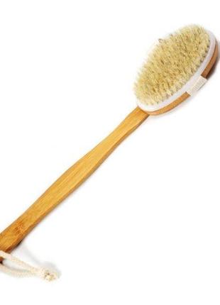 Бамбуковая массажная  щетка для тела вody brush с 100% белой щетиной кабана