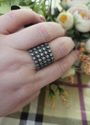 Срібло кольцо проба 925 з камінчиками фіанітами гармонія