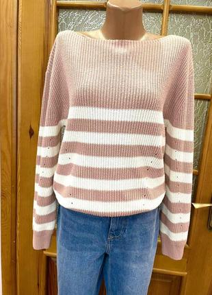 Жіночий вязаний светр у смужку женский вязаный свитер в полоску кофта вязана у смужку тепла кофта1 фото