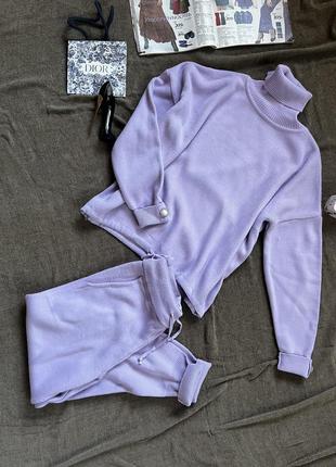 Неймовірний теплий бузковий  костюм , вязаний костюм naturallove