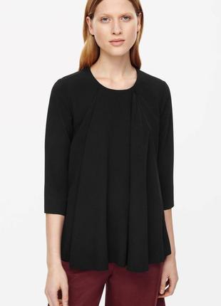 Cos топ блуза блузка черная а-образный силуэт размер 38 м