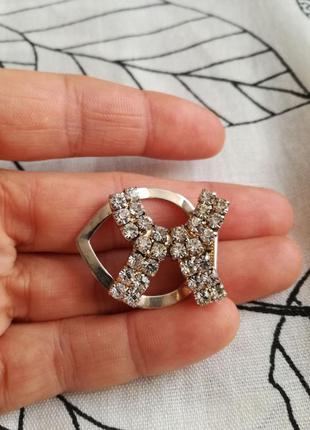 Вінтажна брошка зажим з кристалами