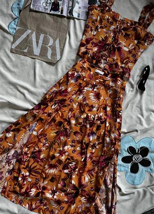 Яркий летний комплект длинная юбка с разрезами + топ h&amp;m