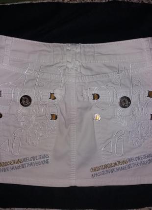 Белая короткая джинсовая юбка3 фото
