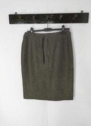 Теплая классная нарядная твидовая юбка миди