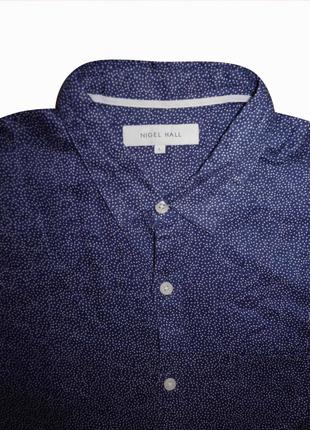 Мужская рубашка лен синяя крапп узор nigel hall l xl