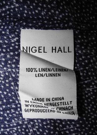 Мужская рубашка лен синяя крапп узор nigel hall l xl5 фото