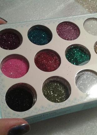 Блёстки для декора ногтей, набор, 12 оттенков