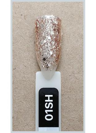 Гель-лак kodi professional 01sh , розовое золото, брокат и глитер