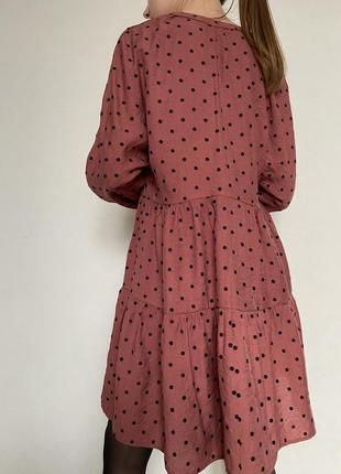 ▫️ніжна теракотова сукня з милим велюровим горошком від primark🤍3 фото