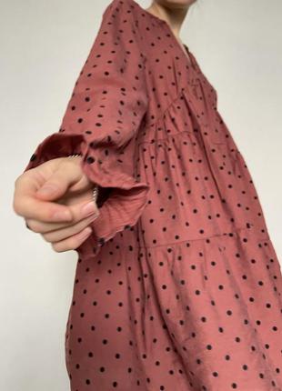 ▫️ніжна теракотова сукня з милим велюровим горошком від primark🤍9 фото