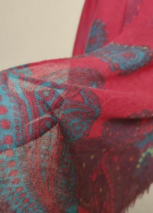 Шерстяной ультратонкий палантин шарф в пейсли индия /3943/3 фото