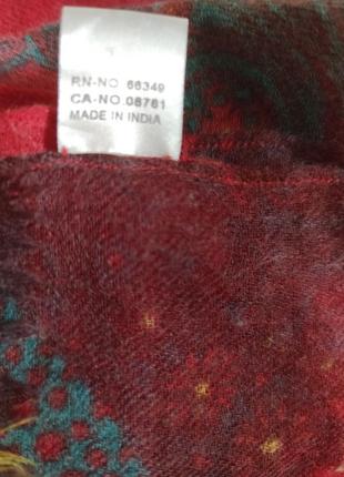 Шерстяной ультратонкий палантин шарф в пейсли индия /3943/7 фото
