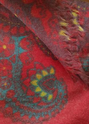 Шерстяной ультратонкий палантин шарф в пейсли индия /3943/4 фото