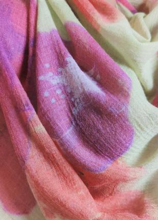 Шерстяной шелковый палантин шарф цветочный принт /3954/2 фото