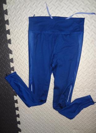 Женские лосины спортивные с завышенной талией темно-синие adidas5 фото