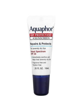 Aquaphor lip protectant + sunscreen, broad spectrum spf 30,  0.35 fl oz (10 ml)3 фото