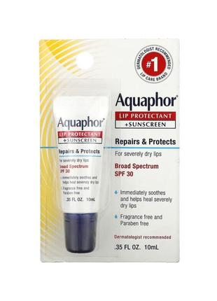 Aquaphor lip protectant + sunscreen, broad spectrum spf 30,  0.35 fl oz (10 ml)1 фото