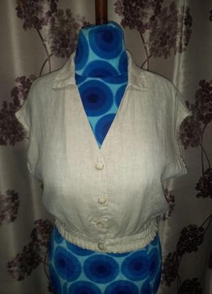 Укороченная блузка из льна1 фото