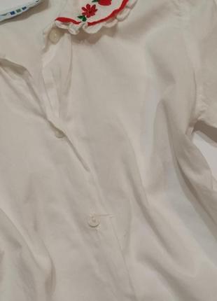 Рубашка на пуговицах вышивка рисунок хлопковая хлопок коттон воротник4 фото