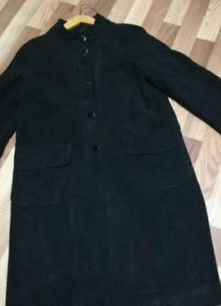 Пальто драповое черное 46-48 бу