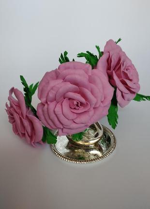 Обруч с большими розовыми розами на день рождения5 фото