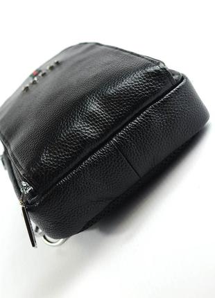 Кожаная мужская сумка рюкзак на одно плечо нагрудный слинг сумочка из натуральной кожи3 фото