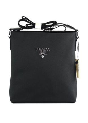 Текстильная мужская маленькая сумка через плечо из оксфорда черная мини сумочка мессенджер