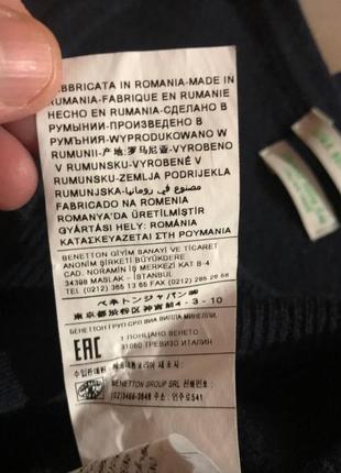 Мужской свитер из 100% мериносовой шерсти с v образным вырезом от united colors of benetton7 фото