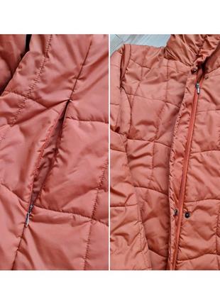 Стьоганое миди пальто оранжевое миди куртка стьоганая кораловая демисезонная куртка длинная5 фото