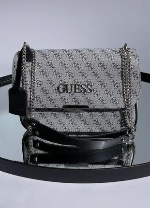 Жіноча середня сіра сумка з ланцюжком через плече guess 🆕популярна сумка